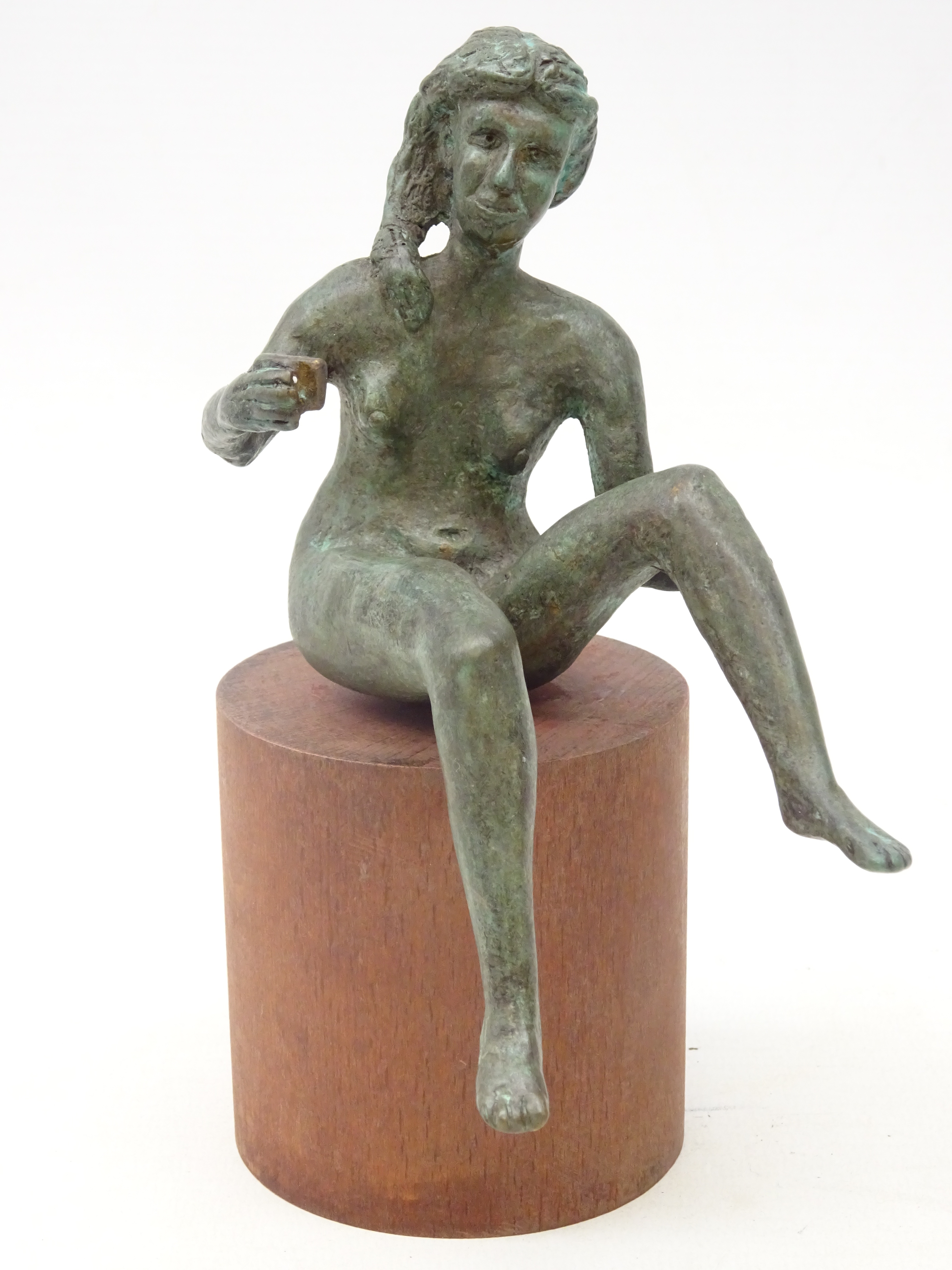 Claudio Parigi (Italian 1954-) bronze figure 'Selfie', signed Parigi on plinth, H16.