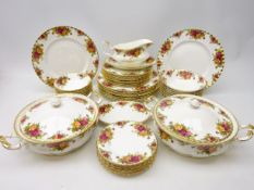Royal Albert 'Old Country Roses' dinner service for eight persons comprising dinner plates,