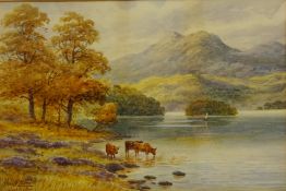 Loch Katrine, watercolour signed and inscribed by Harold Lawes (1865 - 1940) 23cm x 34.