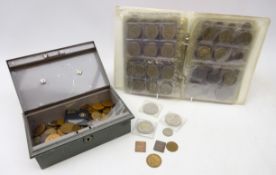 Collection of British and World coins including; Great British silver threepence pieces,