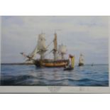 'Farewell Old England Resolution and Adventure July 13th, 1772', limited edition colour print No.