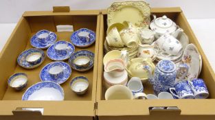 Three 19th century Willow pattern coffee cans and saucers,