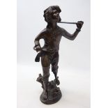 'The Grape Picker' bronze model after Moreau, inscribed signature to base,