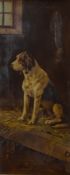Fox Hound in a Stable, 19th century oil on canvas signed with initials B.C.