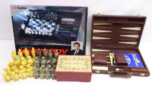 Chad Valley Mah-Jongg set in original box, leather cased Backgammon set,