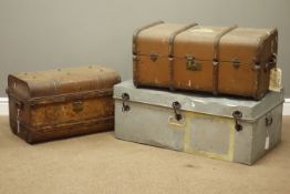 Vintage wooden bound travelling trunk,
