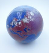 Lundberg Studios glass world paperweight, dated 1991 no.