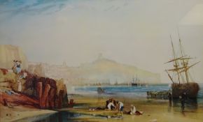 'Morning Boys Catching Crabs Scarborough', 20th century colour print after J M W Turner 48cm x 78.