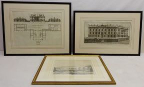 Chatsworth House and Duncomb Park, two 18th century engravings by H.
