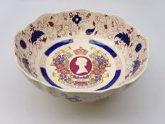 Mason's Ironstone footed fruit bow commemorating The Royal Silver Jubilee 1952-1977,