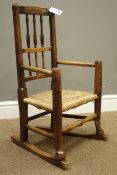 19th century country elm child's rocking chair with rush seat Condition Report