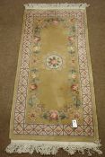 Small Chinese washed woollen wheat ground rug,