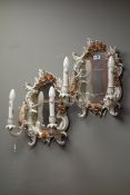 Pair 20th century German porcelain twin branch mirrors by PMP,