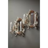 Pair 20th century German porcelain twin branch mirrors by PMP,