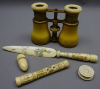 19th century Chinese carved ivory needle case, Victorian bobbin & egg shaped needle case,