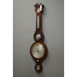 George III style mahogany five dial banjo barometer, with swan neck pediment, silvered dial,