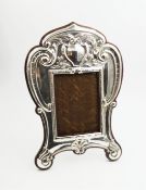 Edwardian silver on oak freestanding photograph frame by Robert Pringle & Sons Chester 1909, Reg no.