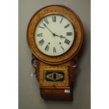 19th century drop dial wall clock with Tunbrigeware style inlays,