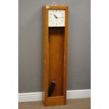 Gents' of Leicester teak cased electric master clock with pendulum, enclosed by glazed door,