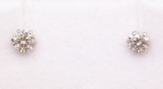 Pair of platinum round brilliant cut diamond stud ear-rings stamped Pt950 diamonds 0.