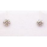 Pair of platinum round brilliant cut diamond stud ear-rings stamped Pt950 diamonds 0.