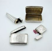 Amber cigar holder in silver-plated case,
