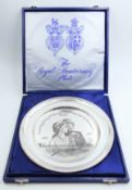 John Pinches Royal silver wedding commemorative silver plate 11oz boxed with certificate