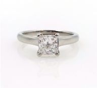 Platinum princess cut diamond ring hallmarked 0.
