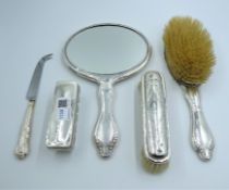 Silver backed dressing table items etc all hallmarked Condition Report <a
