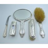 Silver backed dressing table items etc all hallmarked Condition Report <a