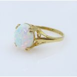 9ct gold opal ring hallmarked Condition Report Size O, approx 1.