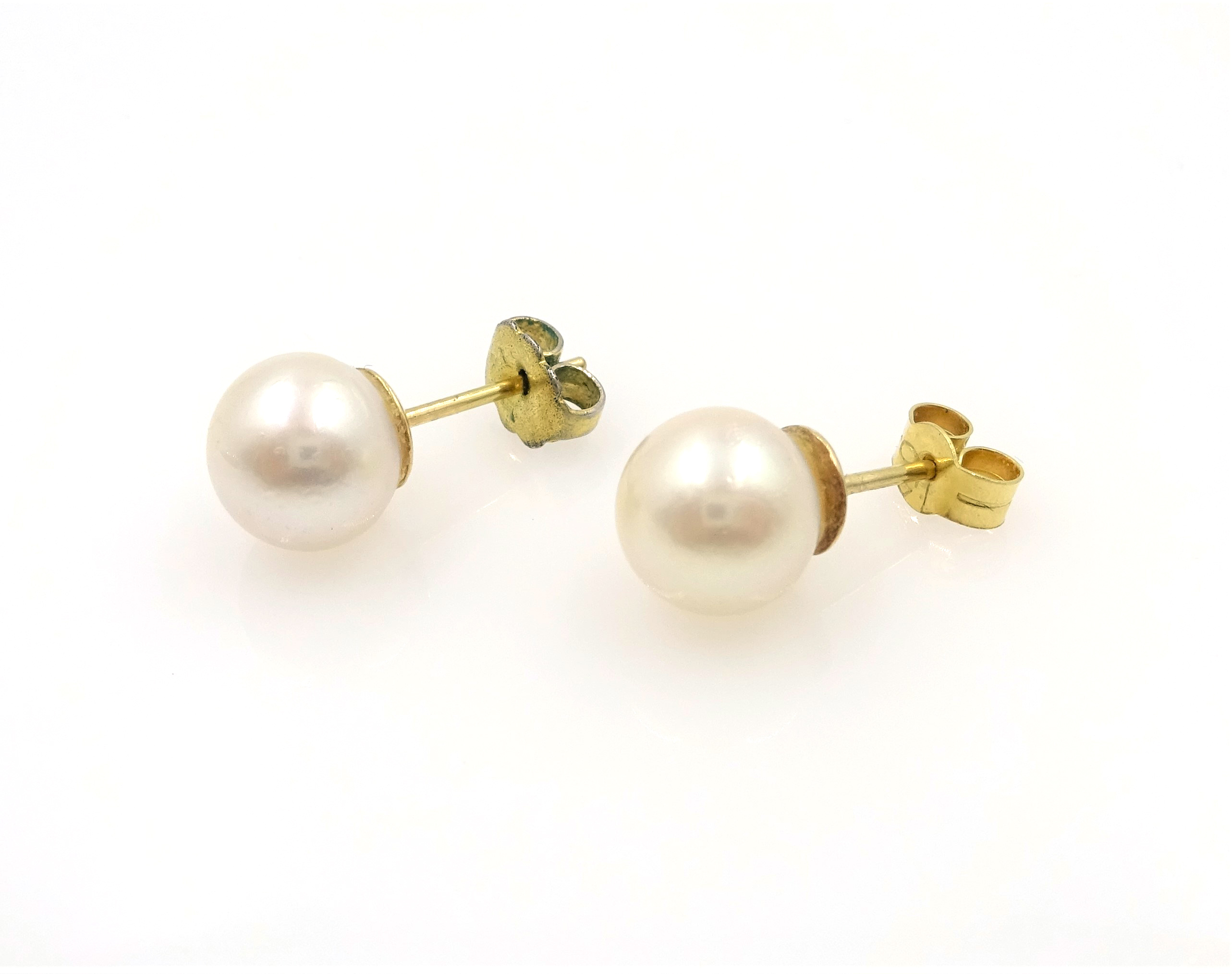 Pair of cultured pearl 18ct gold stud ear-rings,