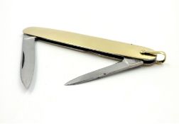 German 14ct gold penknife, two steel blades by J A Henckels Solingen,