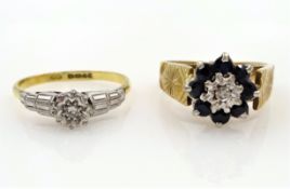 Sapphire and diamond cluster ring,