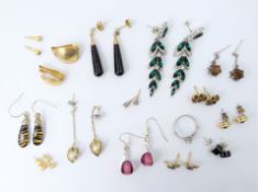 Pair of garnet cluster gold ear-rings, hallmarked 9ct,