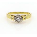 18ct gold diamond ring illusion set with diamond set shoulders Condition Report