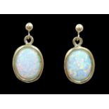 Pair of 9ct gold opal pendant ear-rings stamped 375 Condition Report Approx 1.6gm,1.