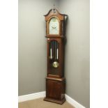 Lincoln mahogany finish longcase clock, 31-day movement striking the hours and half on rods,