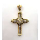 Diamond cross pendant, hallmarked 9ct, 4cm approx Condition Report 3.