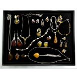 Silver amber set jewellery stamped 925 and other amber type jewellery Condition Report