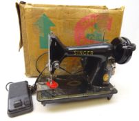 Singer Sewing Machine, model 99K, with some attachments,