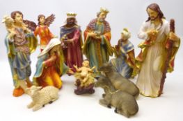 Eleven piece Nativity set,