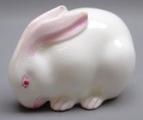 Royal Worcester porcelain Netsuke style rabbit, c1913, L4.