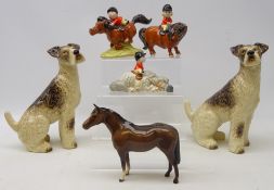 Three Beswick Norman Thelwell pony figures; 'Kick Start', 'Pony Express' and one other,