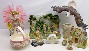 Faerie Glen woodland display with eight fairy figures, L52cm,