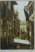 'Quay St Scarborough', etching signed and titled in pencil by W.