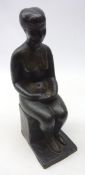 Charles Despiau (1874-1946) green patinated bronze figure 'Seated Woman',