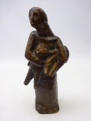 Mikko Hovi, (1879-1962, Finland) bronze figure of a woman holding two dolls, inscribed M.