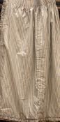 'Laura Ashley' blue and white striped chintz and lined single curtain with pencil pleat heading',