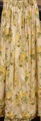 'Laura Ashely' single lined curtain in yellow floral chintz fabric made by , W120cm ,